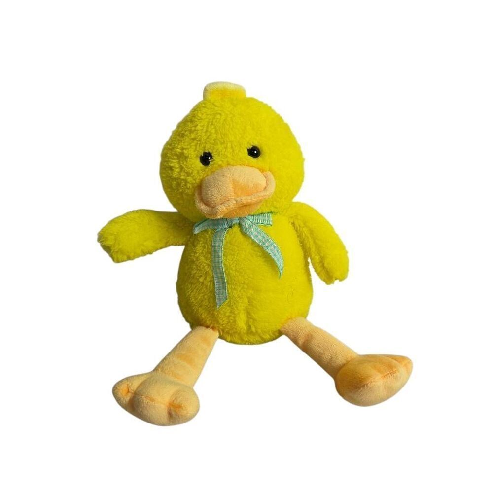 10” Yellow Duck Chick Animal Adventure Green Gingham Bow Plush Stuffed 2015